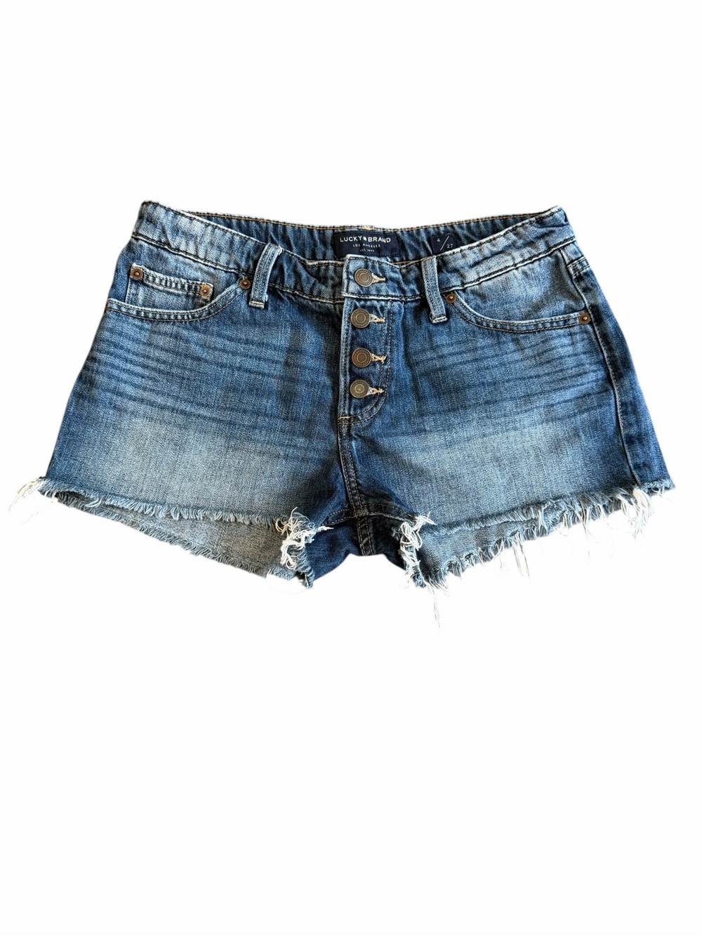 Lucky Brand The Cut Off Denim Shorts Women’s 27 Button Fly Frayed Hem